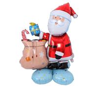Christmas Decor Balloon Self Standing Santa Claus Aluminum Film | Freestanding Display for Photo Booth Areas, Reusable Novelty Shape, Bright Cartoon Styling for Schools