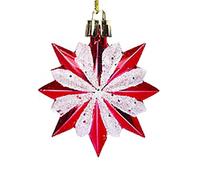 Christmas Decor Bright Light Multi Angle Painted Star Polygon Pendant Christmas Tree Decoration Small Pendant Scene Arrangement 6PCS Window Hanging House Decorations