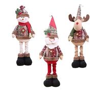 Christmas Decor, Christmas Standing Figures with Retractable Legs 3PCS Cute Xmas Santa Snowman Reindeer Christmas Standing Dolls Table Ornament for Christmas Decor Xmas