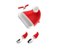 Christmas Decor Dinner 304 Stainless Steel Spoon and Fork Gift Box Set Toddler Plates with Suction Artistic Tree Ornaments for Festive Decoration