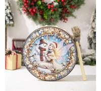 Christmas Decor Drum,10 Inch Hand Drum with Drum Stick, Christmas Elements like Santa, Fairy and Snowman, For Spiritual Music and Reflection Meditation as A Sound Healer Drum. (Snowman&Fairy)