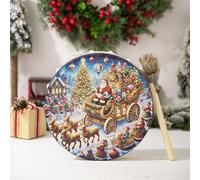 Christmas Decor Drum,10 Inch Hand Drum with Drum Stick, Christmas Elements like Santa, Fairy and Snowman, For Spiritual Music and Reflection Meditation as A Sound Healer Drum. (Santa)