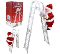 Christmas Decor, Electric Climbing Santa Christmas Toys, Santa Climbing Up and Down Ladder with Music, Battery Operated on a Ladder for Xmas Tree Home Decor, Gift.