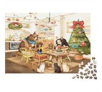 Christmas Decor Jigsaw Puzzles 1000 Pieces Recycled Material Cozy Holiday Adult Jigsaws Developing boy & girl‘s Intelligence Parent Child Game Activity 38x26cm/1000pcs
