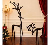 Christmas Decor Metal Reindeer Metal Deer Decor Reindeer Christmas Decor Black Reindeer Black Finish European-Style Modern Decorative (A+B)