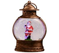 Christmas Decor Santa Oval Lantern Ornament, Water-Filled, And Snowflake Effect For Home And Decor, Vintage Resin Plastic Construction