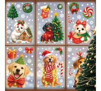 Christmas Decor Stickers, Puppy Candy Static Stickers, Shopping Mall Window Decoration