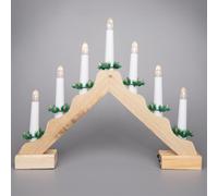 Christmas Decor Window Home Wooden LED Candle Bridge Natural Warm Lights