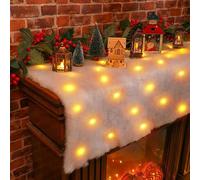 Christmas Decor Xmas Decor Artificial Lighted Snow Blanket 70.86X17.7 Inch Battery Powered Christmas Snow Blanket Roll With Led Lights Strings Fake Snow Blanket For Christmas Tree Skirt