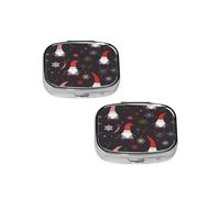 Christmas Decorate Pill Box 2 Compartment Medicine Pill Case,Travel Pill Organizer, Small Metal Pill Case Portable Pill Box, Perfects Gift for Anyone in Need