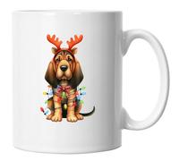 Christmas Decorated Bloodhound Picture Mug, Secret Santa Xmas Dog Image Mug