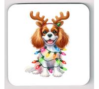 Christmas Decorated Cavalier King Charles Spaniel Picture Coasters, Secret Santa Xmas Dog Image Coasters