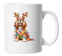 Christmas Decorated English Cocker Spaniel Picture Mug, Secret Santa Xmas Dog Image Mug