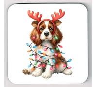 Christmas Decorated Welsh Springer Spaniel Picture Coasters, Secret Santa Xmas Dog Image Coasters