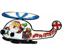 Christmas Decoration 10 & 20 LED Metallic Silhouette Lights Window String Hanging Stickers Small Large Light up Sign Indoor Outdoor Festive Party Home Decor Xmas Gift (10 LED Santa In Helicopter)