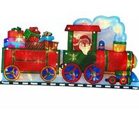 Christmas Decoration 10 & 20 LED Metallic Silhouette Lights Window String Hanging Stickers Small Large Light up Sign Indoor Outdoor Festive Party Home Decor Xmas Gift (10 LED Santa In Train)