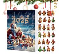 Christmas Decoration, 24-Day Chickens Countdown Calendar 2025 | 2D Acrylic Cute Chick Pendant Animal Charm Christmas Tree Car Interior Mirror Wall Door Window Decoration Children Adults