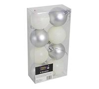Christmas Decoration 8 Pack 50mm Glitter / Plain Baubles - Silver & White