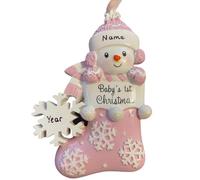 Christmas Decoration Baby's First Xmas 2024 Tree Bauble Baby Girl Pink Stocking