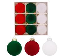 Christmas Decoration Ball Hangable 9 Pieces Flocking Decor | Christmas Ornaments Set for Gathering Festival Fireplace Home Wall Holiday Activities Party