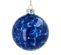 Christmas Decoration, Blue Marble Bauble, Hanging Glass Boho Marbled Xmas Tree Decoration, Blue Bauble, Round Glass Xmas Tree Ornament, Boho Christmas Room Decor