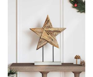 Christmas decoration brown solid teak wood star 43.5x13.5x59 cm rustic festiveXL