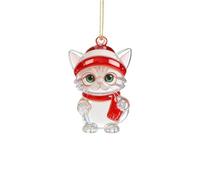 Christmas Decoration Cat, Christmas Decorations, Cat Christmas Tree Decoration, 2D Acrylic Home Decoration for Christmas, Christmas Tree Cat Pendant, for Car, Bags, Windows, Christmas Tree Pendant (A)