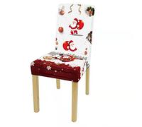Christmas Decoration Chair Covers for Dining Chairs 4/6/2PCS, Chickwin High Back Stretch Chair Cover for Hotel Dining Room Party Removable Washable Chair Cover Slipcovers (6 PCS,Santa Claus)