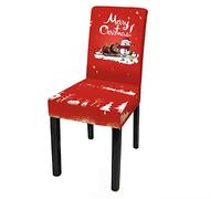 Christmas Decoration Chair Covers for Dining Chairs 4/6/2PCS, Chickwin High Back Stretch Chair Cover for Hotel Dining Room Party Removable Washable Chair Cover Slipcovers (6 PCS,Red)