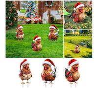 Christmas Decoration Christmas Cute Chicken Hedgehog Rabbit 2D Flat Printing Acrylic Insert Card Ground Stake Insert Art Garden Colorful Decoration Suitable For Yard 25CM/ 9. 84IN (C, 27x20cm)