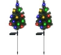 Christmas Decoration Christmas Tree Hanging Ornament 2 Pack Solar Christmas Tree Lamp Garden Decoration Lawns LED Color Lamp Outdoor Landscapes Lamp f
