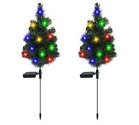 Christmas Decoration Christmas Tree Hanging Ornament 2 Pack Solar Christmas Tree Lamp Garden Decoration Lawns LED Color Lamp Outdoor Landscapes Lamp for Garden Patio Yard Flowerbed Parties