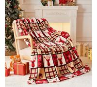 Christmas Decoration Christmas Tree Hanging Ornament Red Checkered Deer Pattern Blanket Soft And Comfortable Home Blanket Cover Birthday Holiday 70X100CM