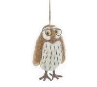 Christmas Decoration, Felt Owl Bauble, Wool Barn Owl with Glasses Xmas Tree Ornament, Hanging Owl Easter Decoration, Handmade Owl Figurine, Xmas Tree Felt Animal, Mini Owl, Book Lovers Gift