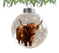 Christmas Decoration for the Tree - 2D Glittering Cow Pendant | Round Christmas Tree Decoration - For Indoor and Outdoor Living Room Entrance Area Window Door Mantle Balcony Garden