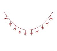 Christmas decoration garland with velvet bows and iron bells, featuring delicate lace for a festive decorative effect (red)
