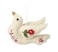 Christmas Decoration, Hanging Embroidered Wool Dove Christmas Bauble, Festive Bird Bauble Figurine, Xmas Tree Felt Ornament, Wool Xmas Tree Felt Animal
