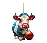 Christmas Decoration Hangs 2D Acrylic Cow Xmas Tree Cat Acrylic Double Printed Cow Christmas Ornaments White Elephant Seasonal Home Décor for Xmas Gifts For Women Kids