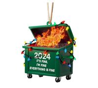 Christmas Decoration Hangs Dumpster Fire 2024 Ornament 2D Acrylic Christmas Tree Decoration Featuring Humorous Fire Theme for Coworkers and Family Great for Gifting Gifts For Women Kids