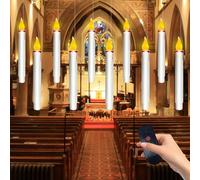 Christmas Decoration Indoor, 10 Pcs LED Floating Candles with Remote, Hanging Candles with Flickering Warm Lights, Battery Operated Window Candles Flameless Candles for Christmas Party Birthday Home