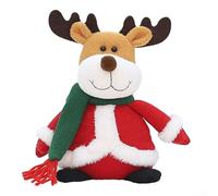 Christmas decoration knitted fabric dolls including Santa Claus, snowman, elk, and penguin ornaments for tree, wreath, garland or tabletop holiday decor (C)