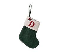 Christmas Decoration:Knitted Stocking with Green Letters Embroidered Yarn Details.Christmas Stocking Gift Bag (D, One Size)
