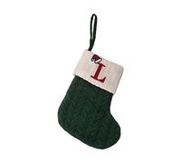 Christmas Decoration:Knitted Stocking with Green Letters Embroidered Yarn Details.Christmas Stocking Gift Bag (L, One Size)