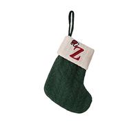 Christmas Decoration:Knitted Stocking with Green Letters Embroidered Yarn Details.Christmas Stocking Gift Bag (Z, One Size)