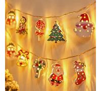 Christmas Decoration Lights, 1.65 Meter 10 LED Santa Claus Fairy Lights | 2AA Battery Operated Candy Cane Snowman Lollipop Indoor Decorative String Lights for Xmas Tree Party Holiday Bedroom Decor