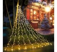 Christmas Decoration Lights 320 Led Waterfall Christmas Tree Lights 10" Star - Warmwhite
