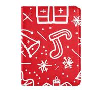 Christmas Decoration Snowflake Bell Red Leather Passport Holders Vaccine Card Holder Cover Combo Cute Passport Book Ultra Slim, Christmas decoration snowflake bell red, One Size