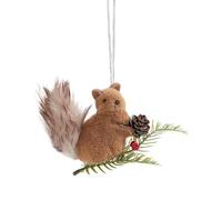 Christmas Decoration Squirrel | Winter Ornament Plush Squirrel Realistic Branches Animal for Office Fireplace Office Fireplace Home Christmas Tree Wall