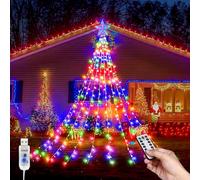 Christmas Decoration Star Lights, USB Christmas Tree Lights with Star Topper, 9*6.56ft Waterproof 8 Modes LED Outdoor Christmas Tree Fairy Lights with Remote for XmasTree, Home, Party Decorations
