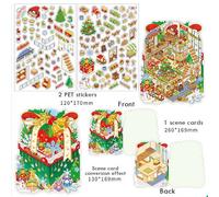 Christmas Decoration Stickers - 2.5D Layered Christmas Scene Stickers (2pcs +1 Scene Card), 130x205mm Premium PET White Ink Craft with Matte Lamination, Waterproof Fade-Resistant (Style B)